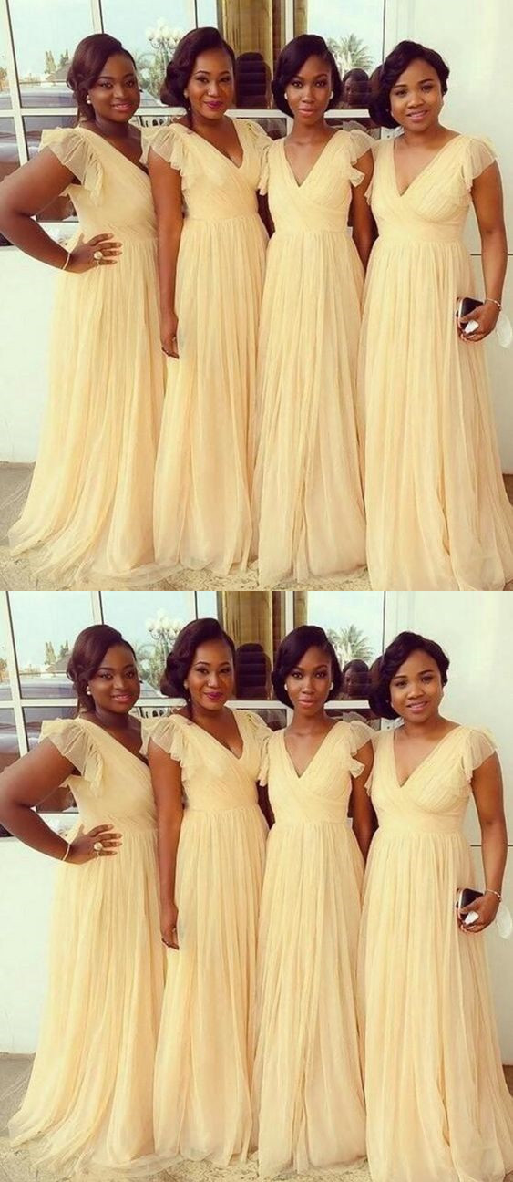 red and yellow bridesmaid dresses