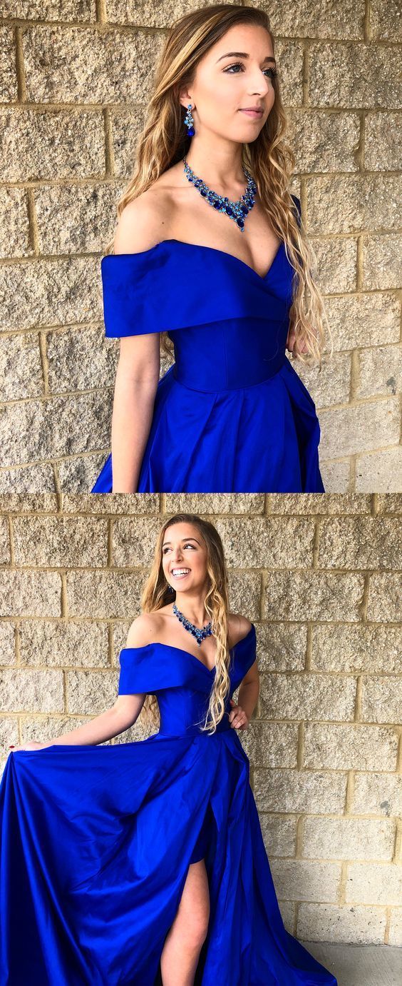 Off The Shoulder Royal Blue Long Ball Gown Prom Dress 2019 on Luulla