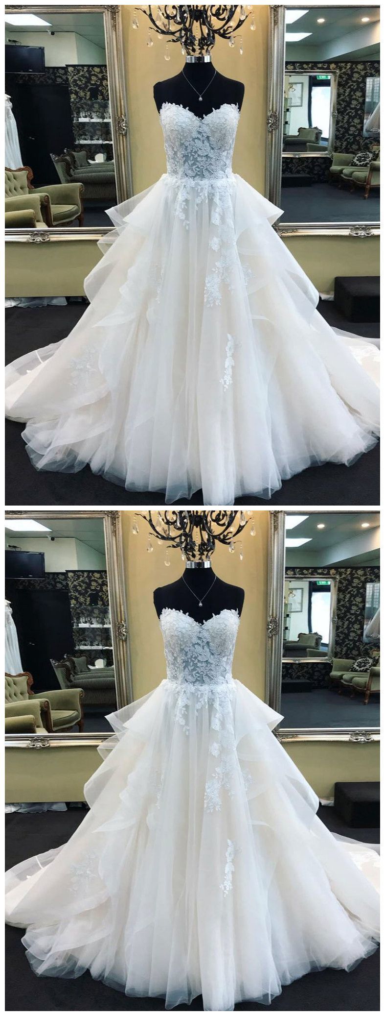 A-line Sweetheart Ivory Prom Dress With Applique Prom Dresses Long ...